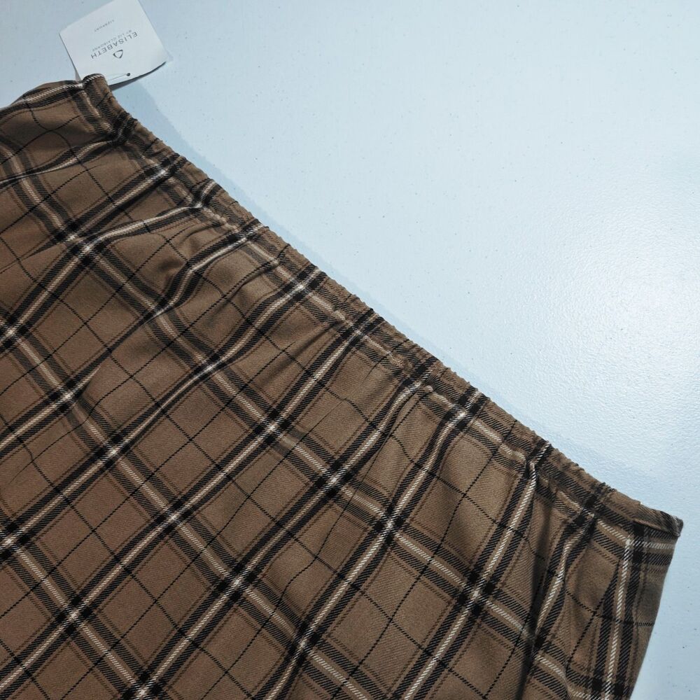 Vintage New Brown Plaid Wrap Skirt Plus 24 Liz Claiborne Academia Heritage NWT - Picture 7 of 12